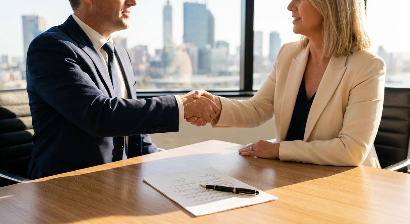 A business owner signing a commercial contract